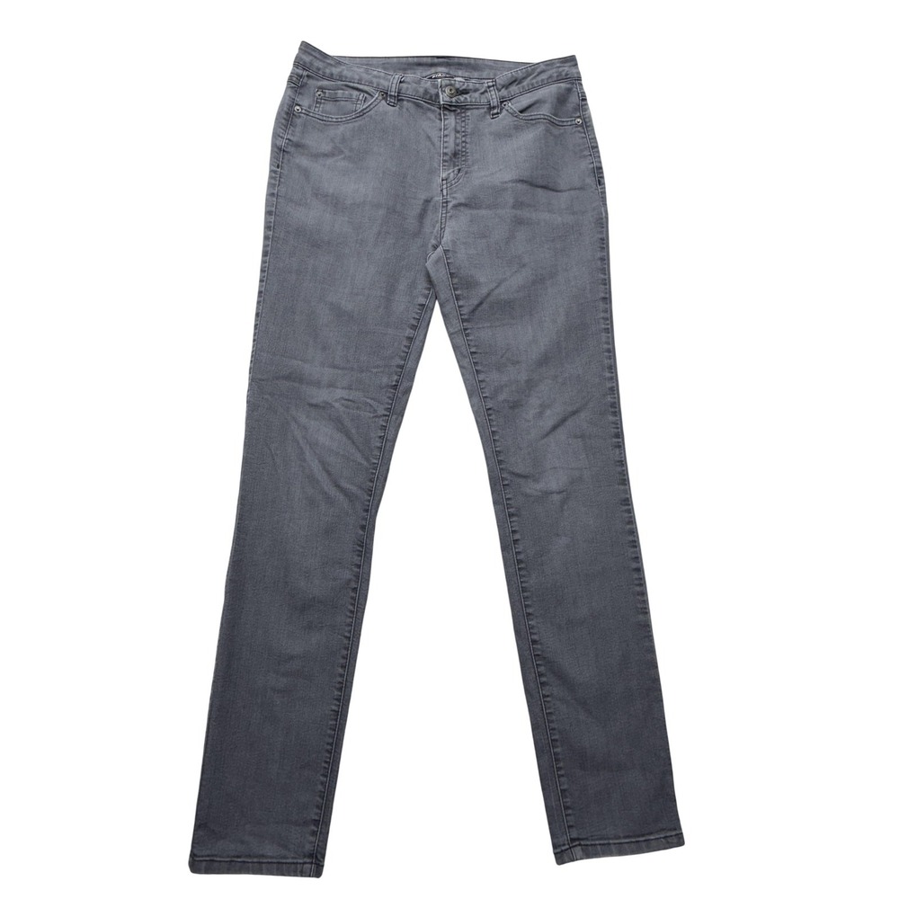 PrAna Straight Leg Jeans Womens 10 Gray Medium Wash Mid Rise Stretch Denim